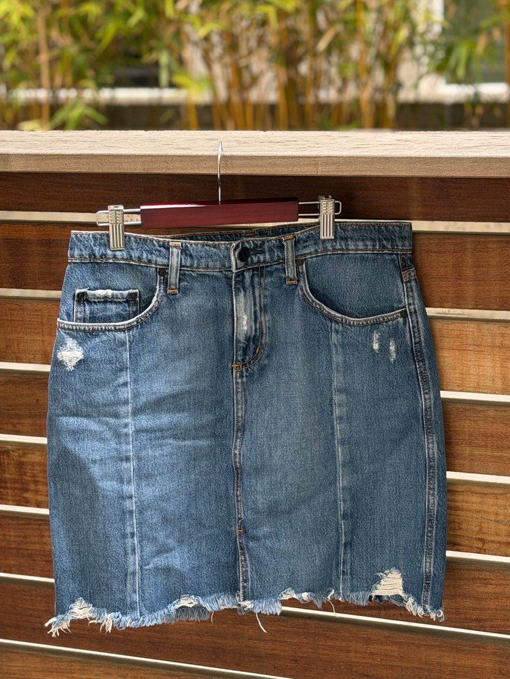 Authentic Nobody Denim Blue Distressed Jean Mini Skirt Size 29
